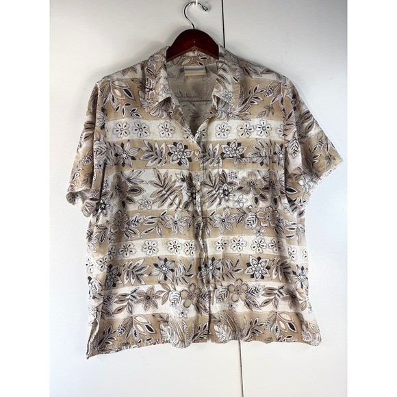 Alfred Dunner‎ Floral Button Down Shirt Short Sleeve Neutral Print 18W - Picture 3 of 9